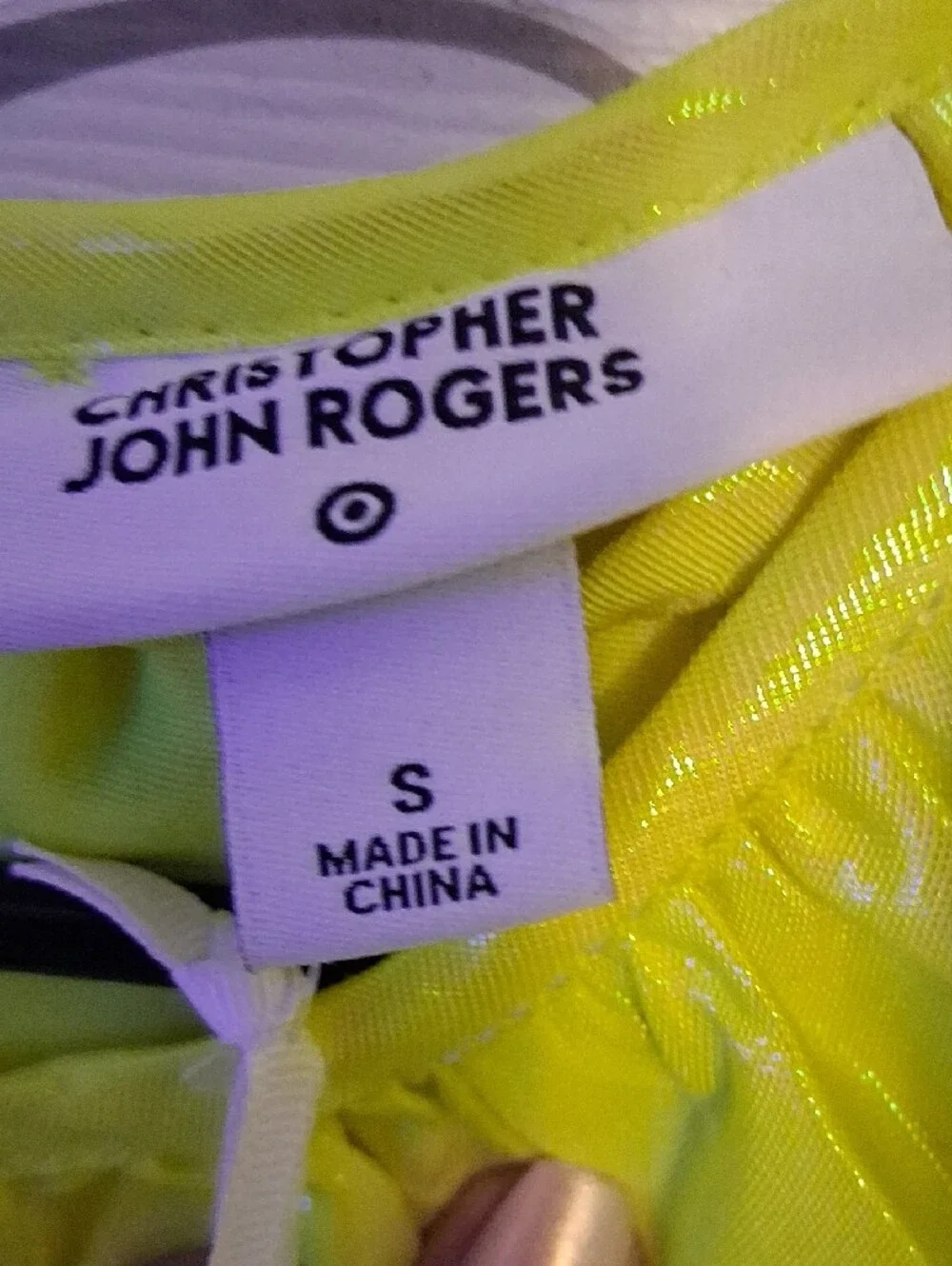 Christopher John Rogers Neon Yellow Shiny Puff Sleeve Dress